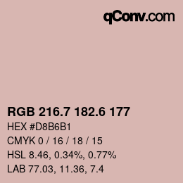 カラーコード: RGB 216.7 182.6 177 | qconv.com