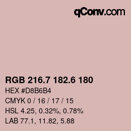 カラーコード: RGB 216.7 182.6 180 | qconv.com