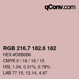 カラーコード: RGB 216.7 182.6 182 | qconv.com
