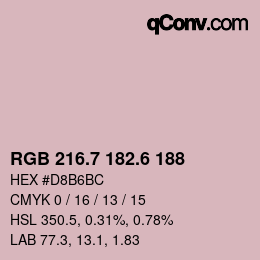 カラーコード: RGB 216.7 182.6 188 | qconv.com
