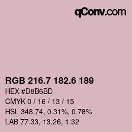 カラーコード: RGB 216.7 182.6 189 | qconv.com