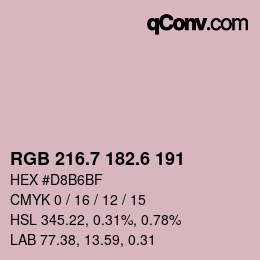 カラーコード: RGB 216.7 182.6 191 | qconv.com