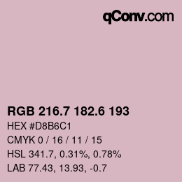 カラーコード: RGB 216.7 182.6 193 | qconv.com
