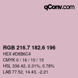 カラーコード: RGB 216.7 182.6 196 | qconv.com