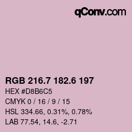 カラーコード: RGB 216.7 182.6 197 | qconv.com