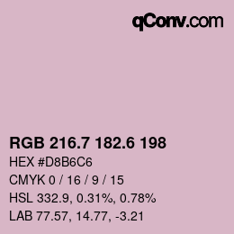 カラーコード: RGB 216.7 182.6 198 | qconv.com