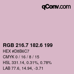 カラーコード: RGB 216.7 182.6 199 | qconv.com