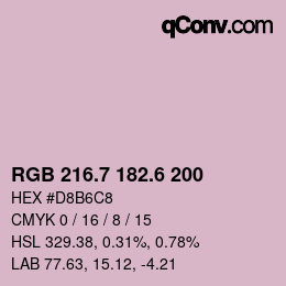 カラーコード: RGB 216.7 182.6 200 | qconv.com