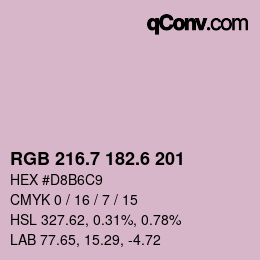 カラーコード: RGB 216.7 182.6 201 | qconv.com