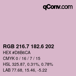 カラーコード: RGB 216.7 182.6 202 | qconv.com