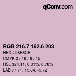 カラーコード: RGB 216.7 182.6 203 | qconv.com