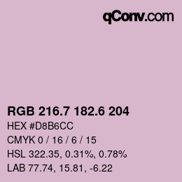 カラーコード: RGB 216.7 182.6 204 | qconv.com