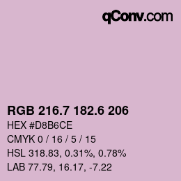 カラーコード: RGB 216.7 182.6 206 | qconv.com