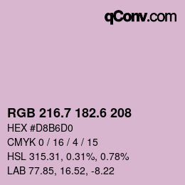 カラーコード: RGB 216.7 182.6 208 | qconv.com