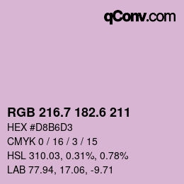 カラーコード: RGB 216.7 182.6 211 | qconv.com