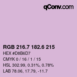 カラーコード: RGB 216.7 182.6 215 | qconv.com