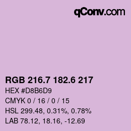 カラーコード: RGB 216.7 182.6 217 | qconv.com