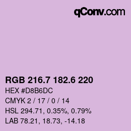 カラーコード: RGB 216.7 182.6 220 | qconv.com