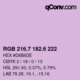 カラーコード: RGB 216.7 182.6 222 | qconv.com