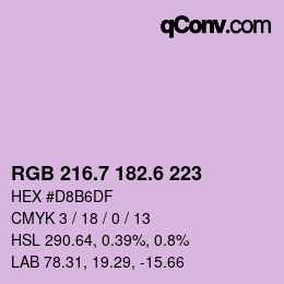 カラーコード: RGB 216.7 182.6 223 | qconv.com