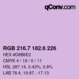 カラーコード: RGB 216.7 182.6 226 | qconv.com