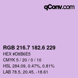カラーコード: RGB 216.7 182.6 229 | qconv.com