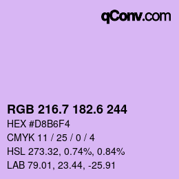 カラーコード: RGB 216.7 182.6 244 | qconv.com