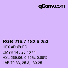 カラーコード: RGB 216.7 182.6 253 | qconv.com