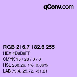 カラーコード: RGB 216.7 182.6 255 | qconv.com