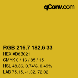 カラーコード: RGB 216.7 182.6 33 | qconv.com