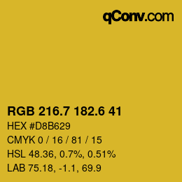 カラーコード: RGB 216.7 182.6 41 | qconv.com