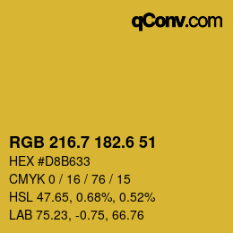 カラーコード: RGB 216.7 182.6 51 | qconv.com