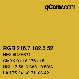 カラーコード: RGB 216.7 182.6 52 | qconv.com