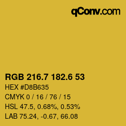 カラーコード: RGB 216.7 182.6 53 | qconv.com