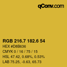 カラーコード: RGB 216.7 182.6 54 | qconv.com