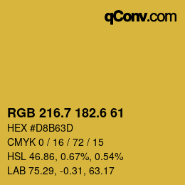 カラーコード: RGB 216.7 182.6 61 | qconv.com