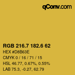 カラーコード: RGB 216.7 182.6 62 | qconv.com