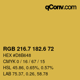 カラーコード: RGB 216.7 182.6 72 | qconv.com