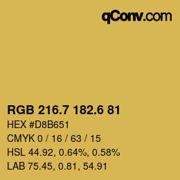 カラーコード: RGB 216.7 182.6 81 | qconv.com