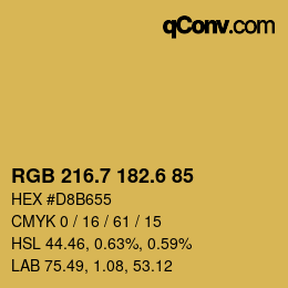 カラーコード: RGB 216.7 182.6 85 | qconv.com