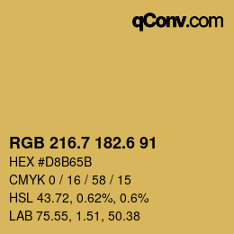 カラーコード: RGB 216.7 182.6 91 | qconv.com