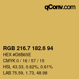 カラーコード: RGB 216.7 182.6 94 | qconv.com