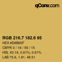 カラーコード: RGB 216.7 182.6 95 | qconv.com
