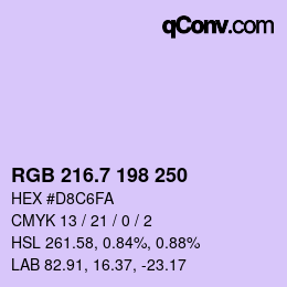 カラーコード: RGB 216.7 198 250 | qconv.com