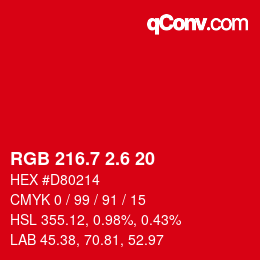 カラーコード: RGB 216.7 2.6 20 | qconv.com