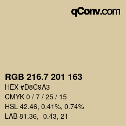 カラーコード: RGB 216.7 201 163 | qconv.com