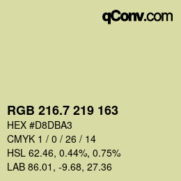 カラーコード: RGB 216.7 219 163 | qconv.com