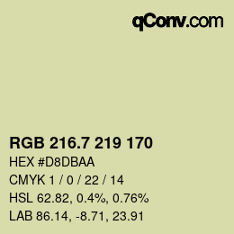 カラーコード: RGB 216.7 219 170 | qconv.com