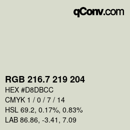 カラーコード: RGB 216.7 219 204 | qconv.com