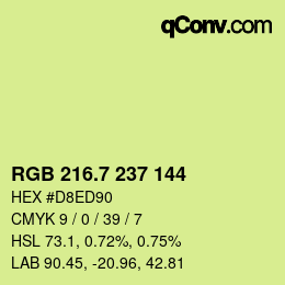 カラーコード: RGB 216.7 237 144 | qconv.com